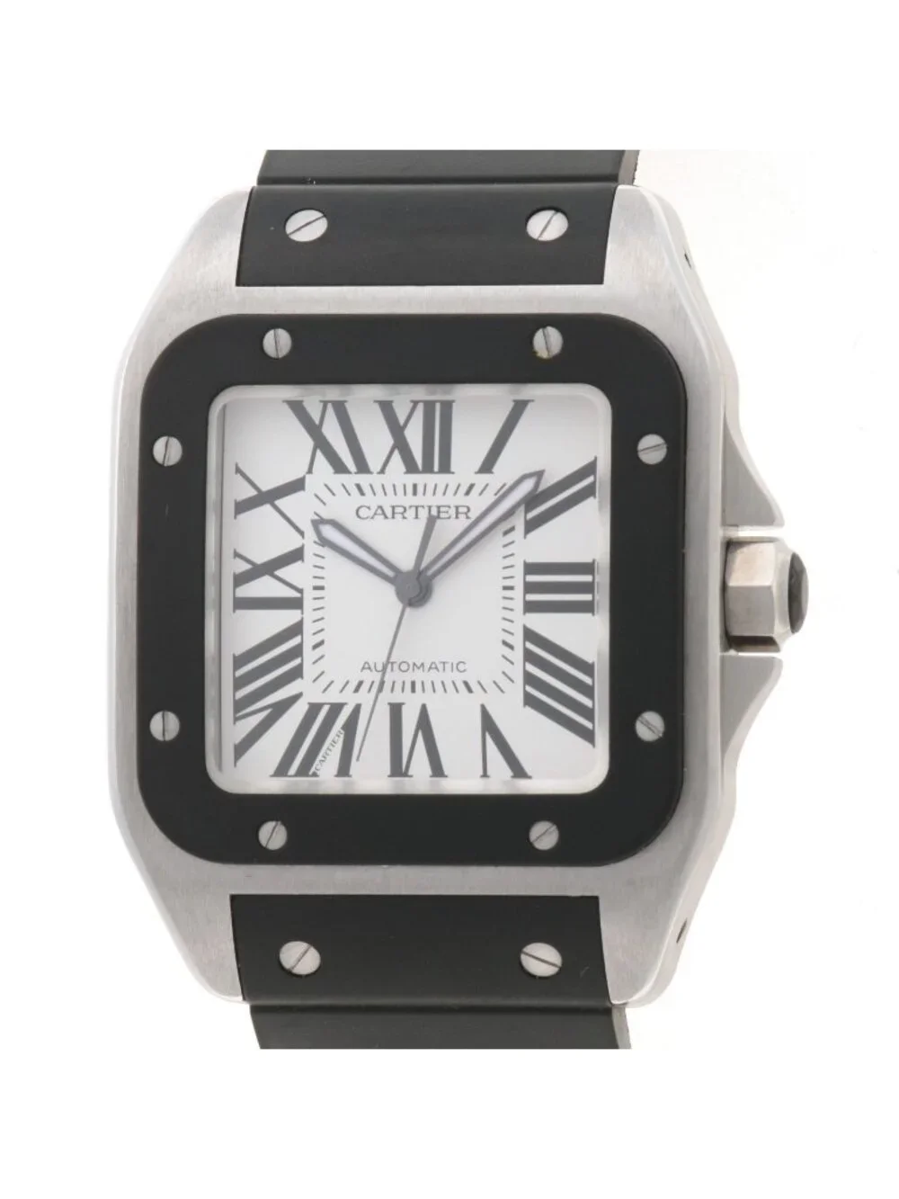 Cartier Santos 100 LM Watch Stainless Steel Silver Dial